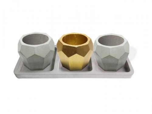 Beton Tepsili 3'lü Elmas Beton Saksı Seti - Halkkitabevi