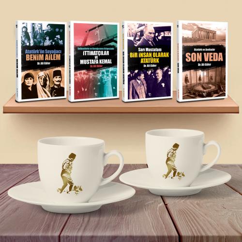Bir İnsan Olarak Atatürk Hediye Seti - Yaldızlı Kocatepe Fincan - Halk