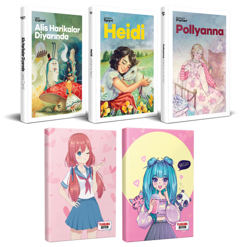 Çocuk Klasikleri Üç Kitap - Flying Kisses ve Catgirl Defter - Halkkita