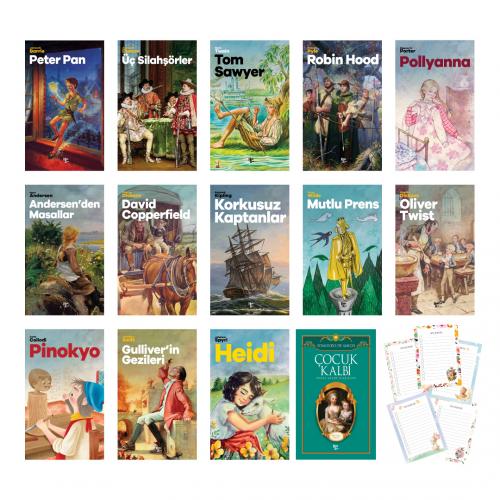 Çocuklara Dünya Romanları 14 kitap ve 5'li Bloknot - Halkkitabevi