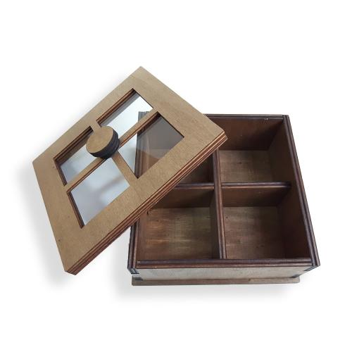 Cam Pencereli Çok Amaçlı Ahşap Kutu - Halkkitabevi