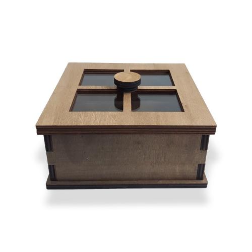 Cam Pencereli Çok Amaçlı Ahşap Kutu - Halkkitabevi