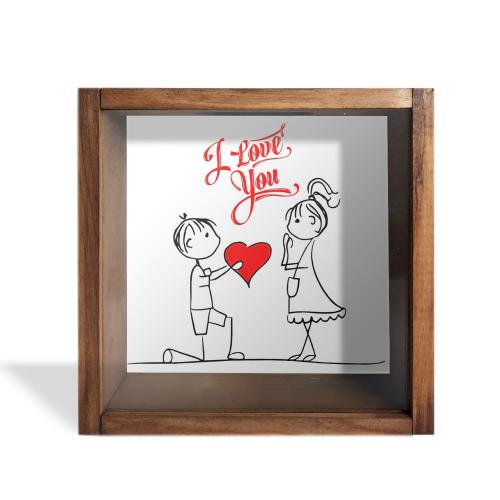 Camlı Ahşap Kumbara I Love You - Halkkitabevi