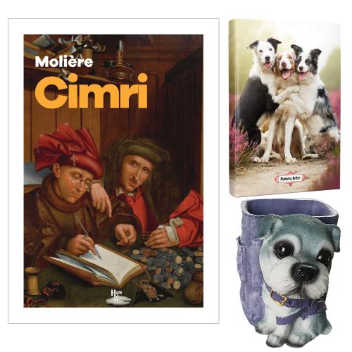 Cimri - Moliere ve Dekoratif Köpek Kalemlik - Neşeli Dostlar Planlama Defteri