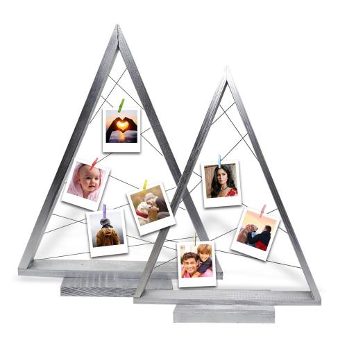 Cristin 2'li Dekoratif Ahşap Çam Ağacı "Gümüş Renk" - Halkkitabevi