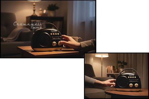 Crownwell Taşınabilir Bluetooth Retro Radyo Arizona Serisi / Black - H