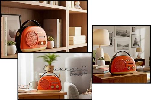 Crownwell Taşınabilir Bluetooth Retro Radyo Arizona Serisi / Orange - 