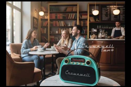 Crownwell Taşınabilir Bluetooth Retro Radyo Arizona Serisi Turkuaz - H