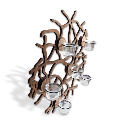 Dekoratif Ağ Desenli Ahşap T-Lightlık - Halkkitabevi