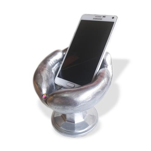 El Desenli Beton Telefon Standı Gümüş