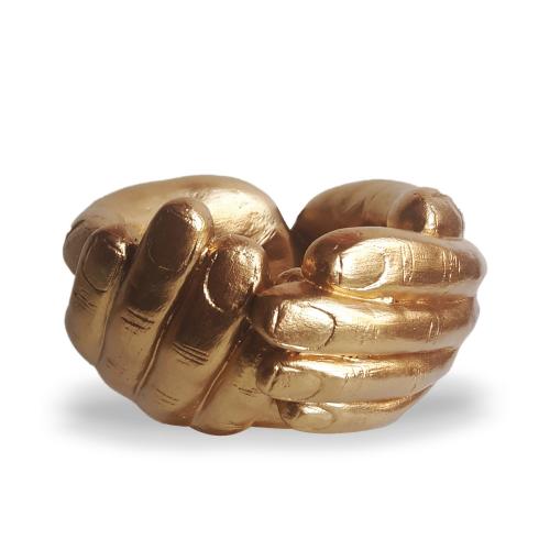 El Desenli Küçük Boy Beton Saksı Altın Varaklı - Halkkitabevi