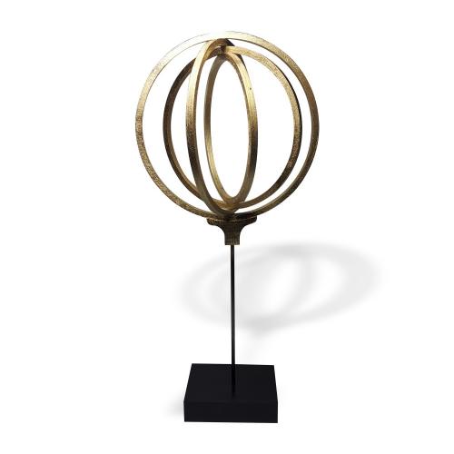 Elenor, Ahşap Halkalı Ayaklı Dünya Biblo Altın Renk"Büyük Boy"