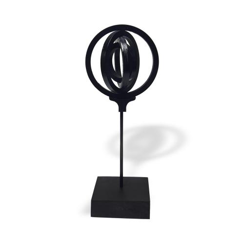 Elenor, Ahşap Halkalı Ayaklı Dünya Biblo Siyah Renk "Küçük Boy"