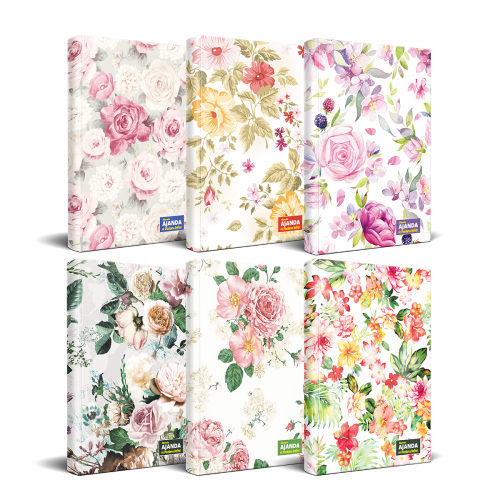 Gül Temalı Süresiz Ajanda ve Planlama Defteri Seti - 6 Ajanda