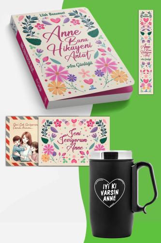 Anneler Gününe Özel Canım Annem Yazılı Siyah Kulplu Termos ve Anne Bana Hikaye Anlat Kitabı Seti