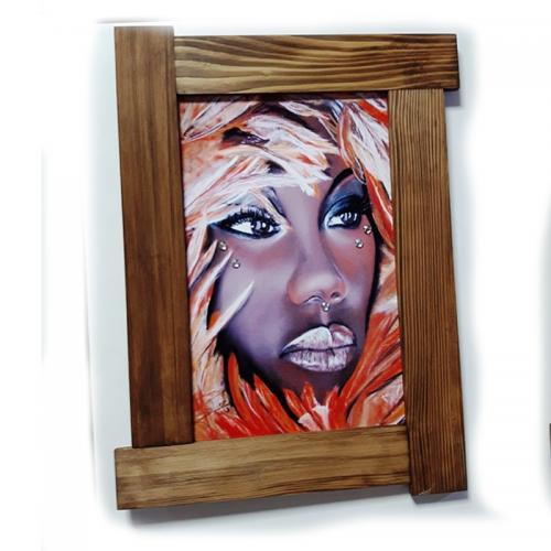 3D Siyahi Kadın Ahşap Tablo