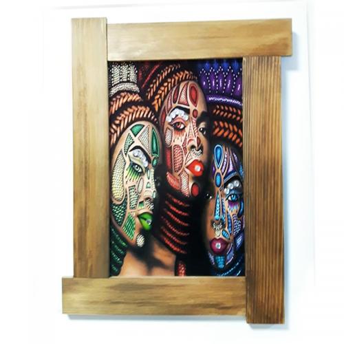 3D Dövmeli Kadınlar Ahşap Tablo