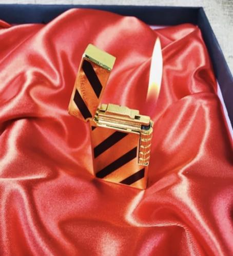 Hunter Model Yandan Çarklı Gazlı Full Metal Çakmak - Gold Şerit - H