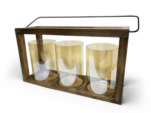 3'lü Ahşap Fener Mumluk - Halkkitabevi