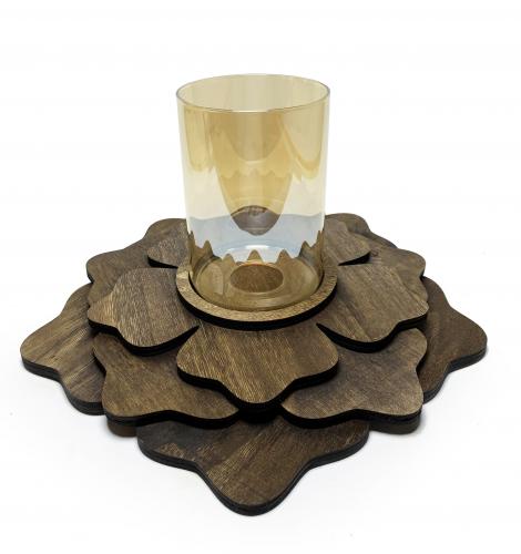 3 Kat Çiçek Camlı Mumluk