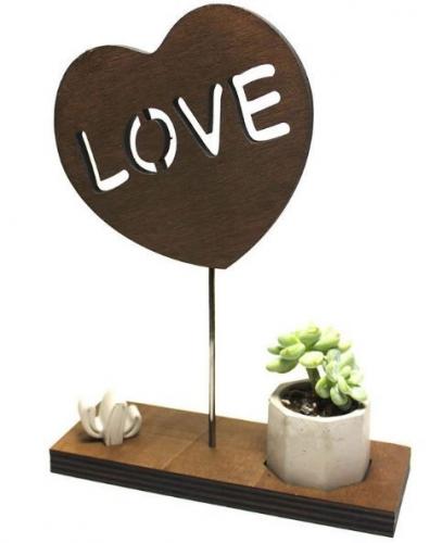 Kalp Love, Altıgen Beton Saksı ve Beton Kaktüs - Halkkitabevi