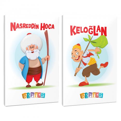 Keloğlan ve Nasrettin Hoca 2'li 64 Sayfa 13,5x19,5 Okul Defteri Seti