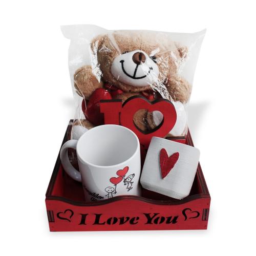 Kırmızı Kasalı Sevgililer Günü Hediye Seti, Kupa Bardaklı - Halkkitabe