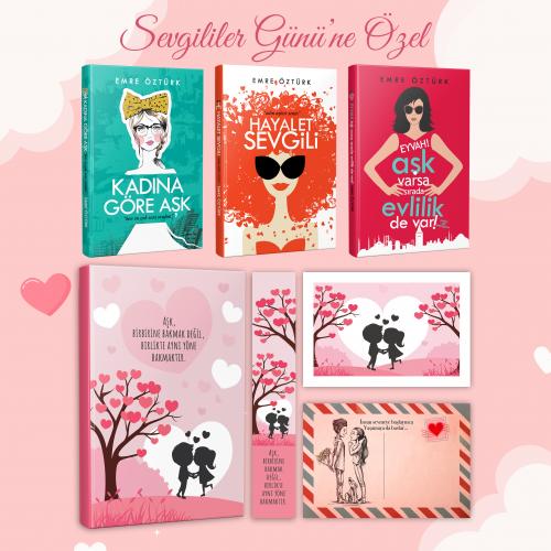Kişiye Özel Kartpostallı Hediye Seti - 3'lu Aşk Kitapları Seti - Aşk Meyvesi 128 Sayfa Defter 1 Kartpostal 1 Ayraç