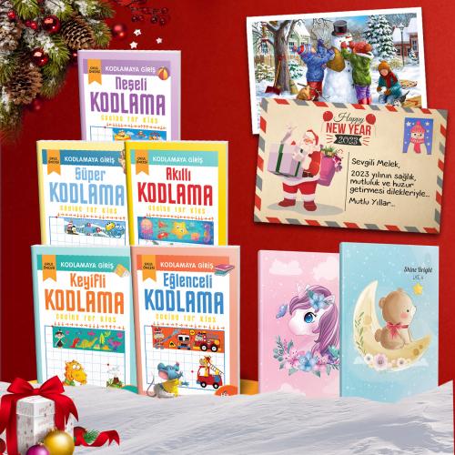 Kişiye Özel Kartpostallı -  Akıllı Kodlama Seti - 5 Kitap  2  Defter -1