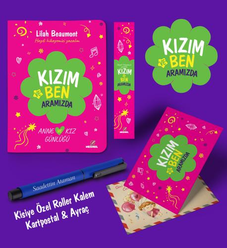 Kızım ve Ben Aramızda Ayraç Kartpostal Kişiye Özel Kalem - Lacivert