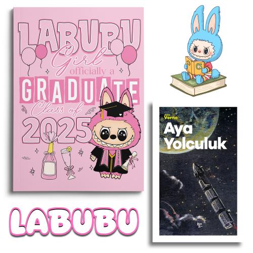 Labubu Graduate Defter ve Aya Yolculuk Jules Verne - Halkkitabevi