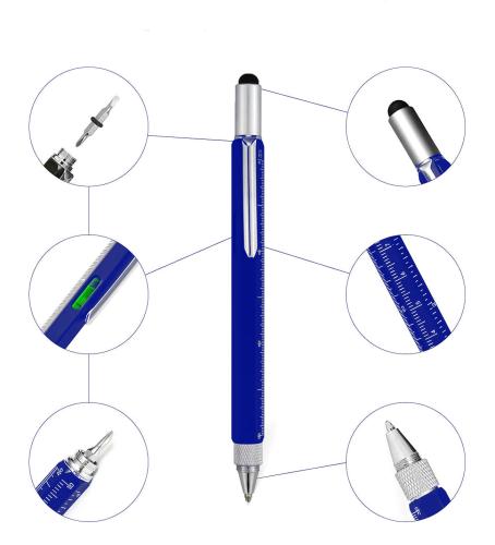 Su Terazili,Cetvelli ve Tornavidalı Mühendis Kalem Mavi