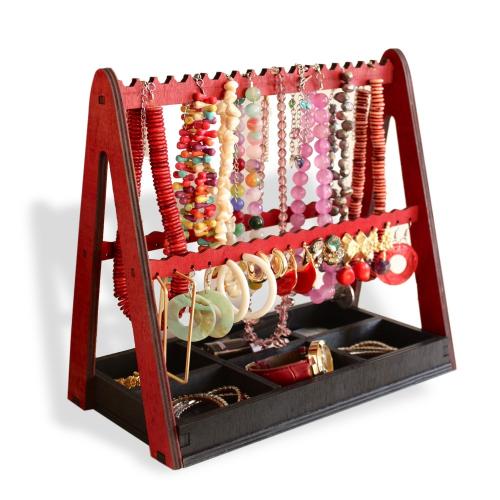 Lili Ahşap Takı Standı Kırmızı & Siyah