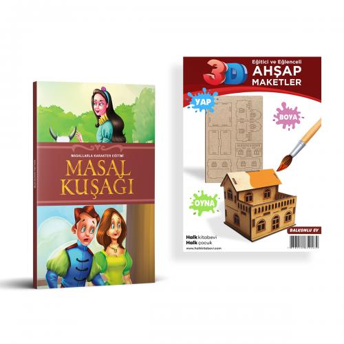 Masal Kuşağı + Balkonlu Ev Ahşap Boyama - Halkkitabevi