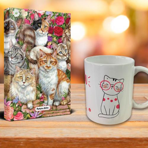 Meraklı Kediler Ajanda Sevimli Kedi Kupa Seti