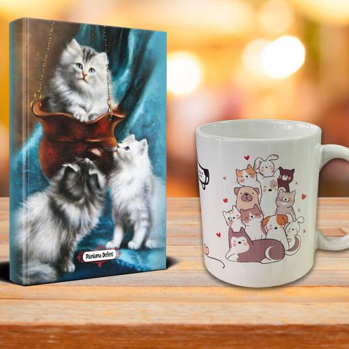 Minik Patiler Ajanda Mutlu Kediler Kupa Seti - Halkkitabevi