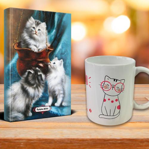 Minik Patiler Ajanda Sevimli Kedi Kupa Seti