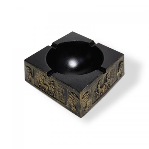 Mısır Motifli Beton Kültablası Siyah, Altın Varaklı - Halkkitabevi