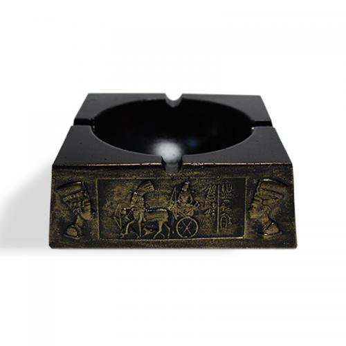 Mısır Motifli Beton Kültablası Siyah, Altın Varaklı - Halkkitabevi