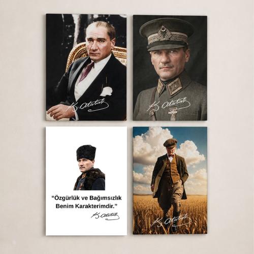 Mustafa Kemal 4'lü Set - 15x20 cm, 3 mm MDF, UV Baskı