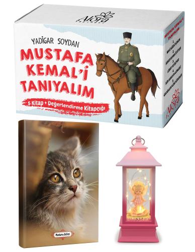 Mustafa Kemali Tanıyalım 5 Kitap - Minik Kedi Planlama Defteri ve Melek Kız Temalı Fener Tipi Işıklı Kar Küresi