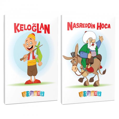 Nasreddin Hoca ve Keloğlan 2'li 64 Sayfa 13,5x19,5 Okul Defteri Seti