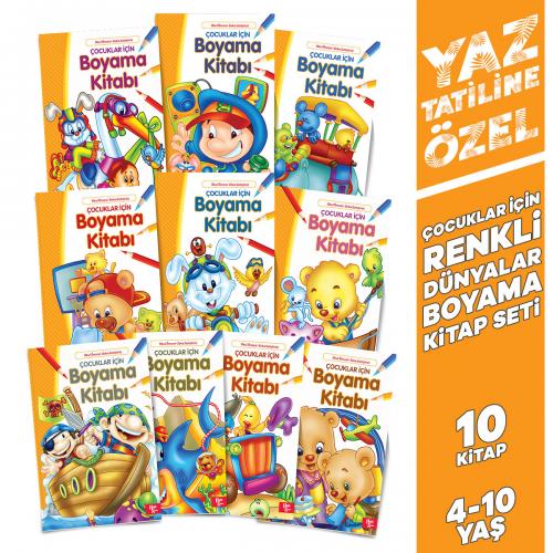 Yaz'a Özel Renkli Dünyalar Boyama Seti- 10 Kitap