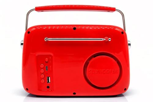 Retro Tasarımlı Bluetooth FM Radyo Kırmızı - Halkkitabevi