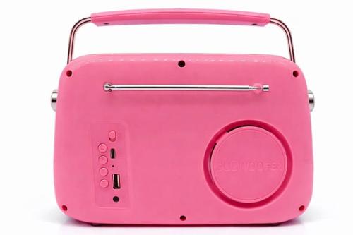 Retro Tasarımlı Bluetooth FM Radyo Pembe