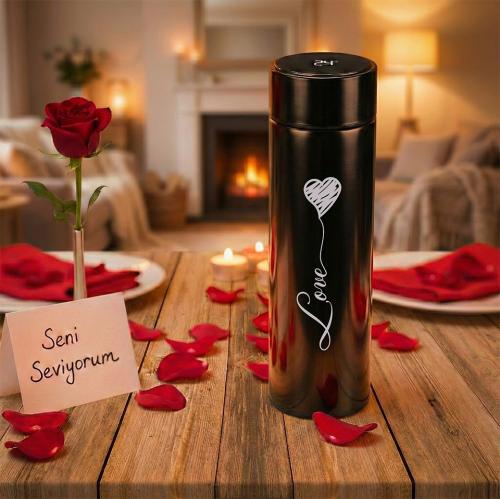 Sevgililer Gününe Özel - Aşk Balonu Dereceli Termos