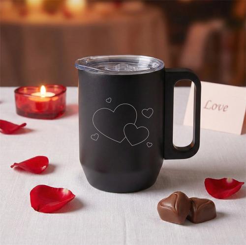 Sevgililer Gününe Özel - İç İçe Kalp Kulplu Bardak