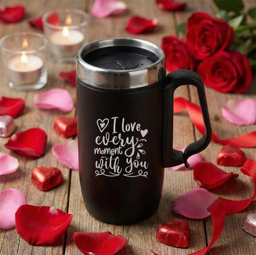 Sevgiler Gününe Özel - Love Every Moment Kulplu Bardak Termos - Halkki