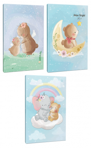 Sevimli Ayıcıklar 3lü 64 Sayfa Çizgili Okul Defteri Seti -4 - Halkkita