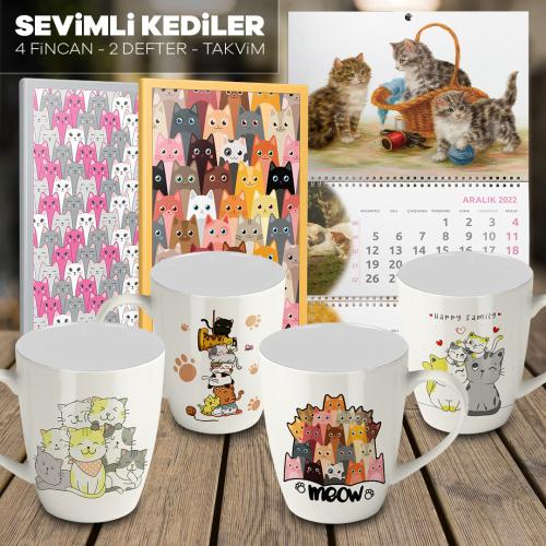 Sevimli Kediler 4 Kupa 2 Defter 1 Takvim -5 - Halkkitabevi